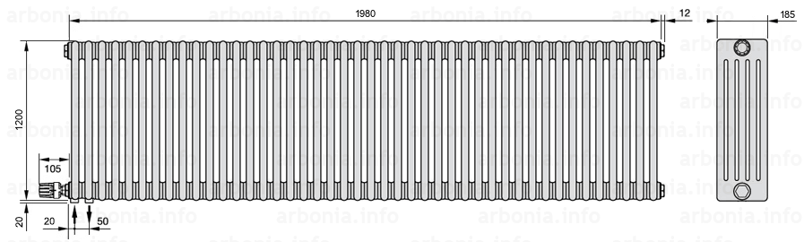 Схема (чертеж) Радиатор Arbonia 5120/44 №69 твн